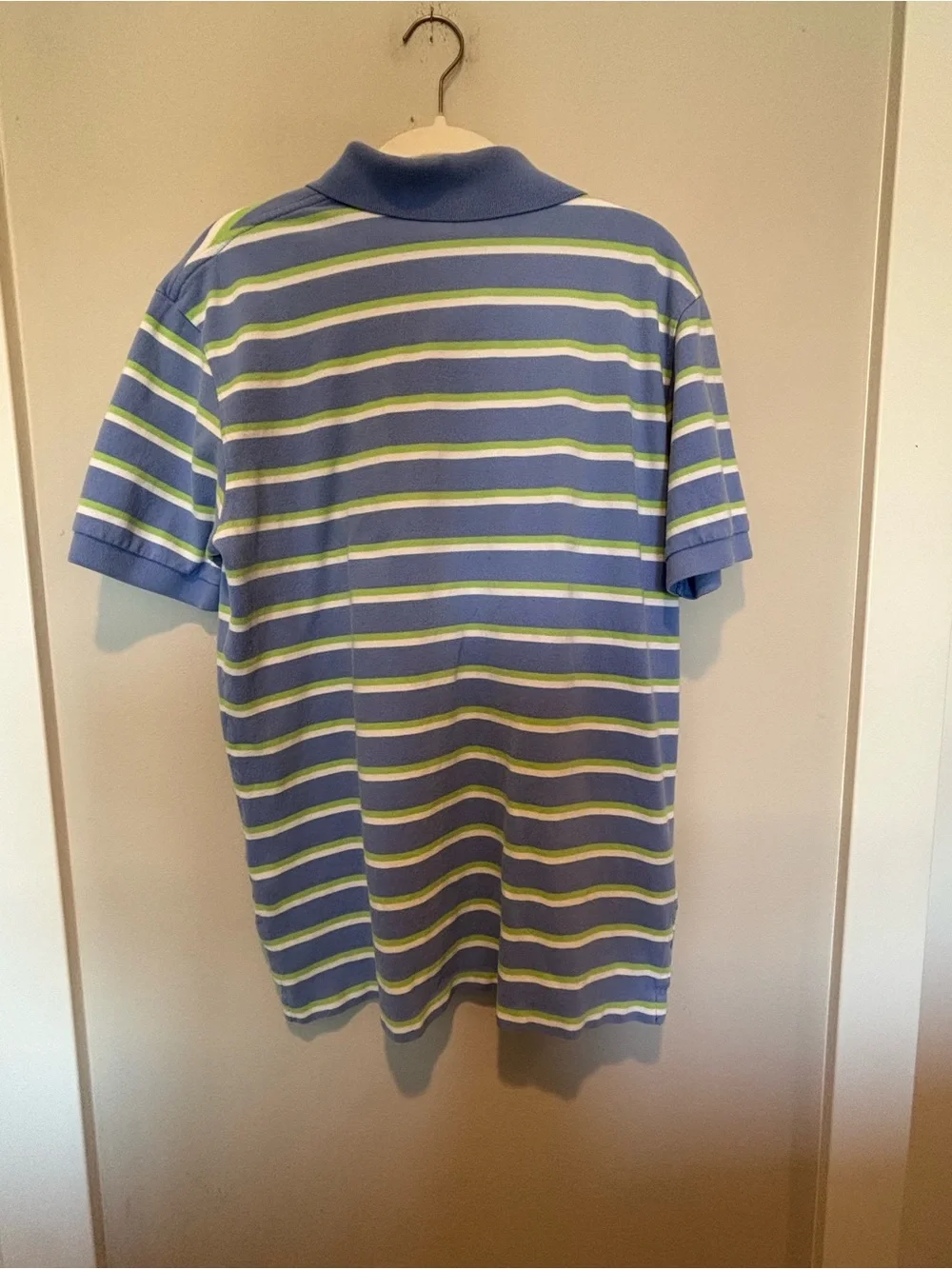 Ralph Lauren Blue, White & Lime Green Striped Polo